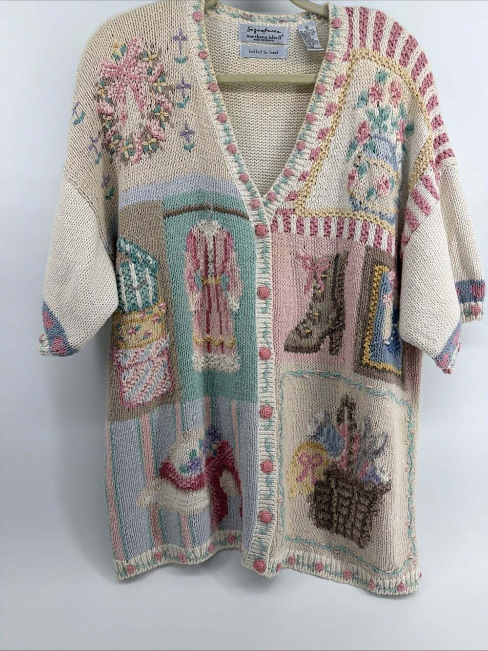 VTG Signatures By Northern Isles SS 3XL Cardigan Sweater Floral Cottagecore